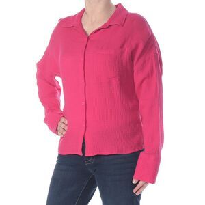 SANCTUARY Womens Pink Cuffed Collared Wear To Work Button Up Top XS